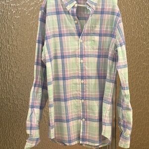 Janie and Jack long sleeve pastel plaid button down sz 16